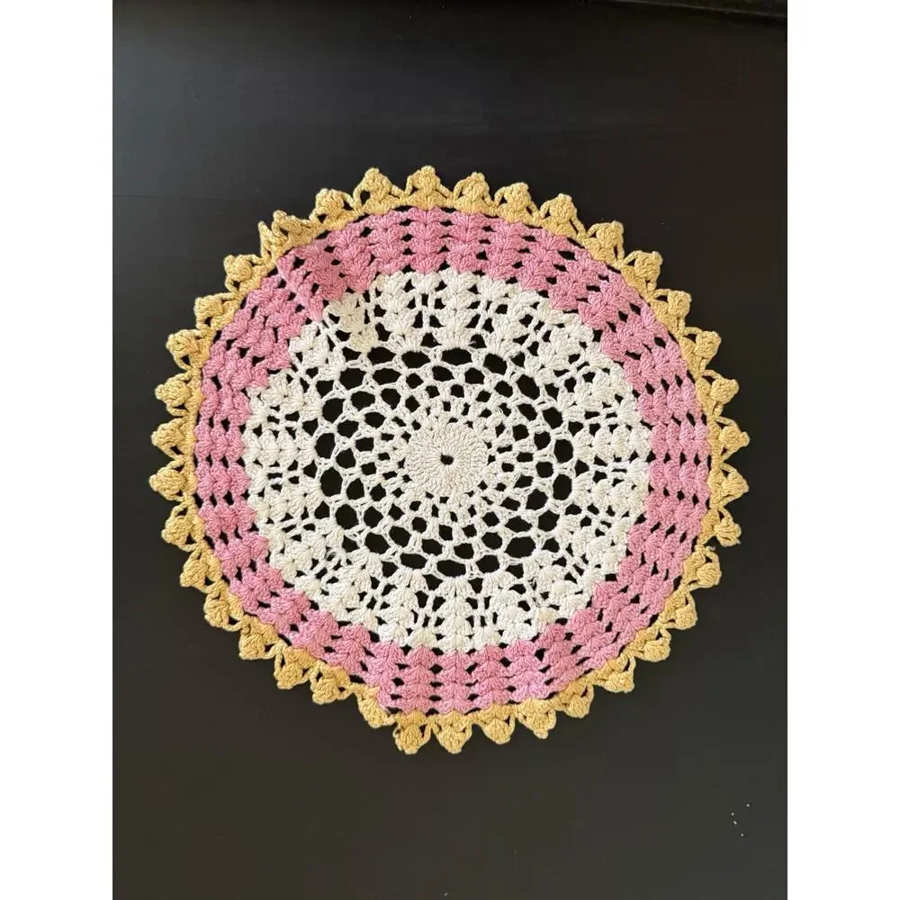 Vintage Crochet Doily Bundle Pink Lavender White Cottage Farmhouse Handmade Deco